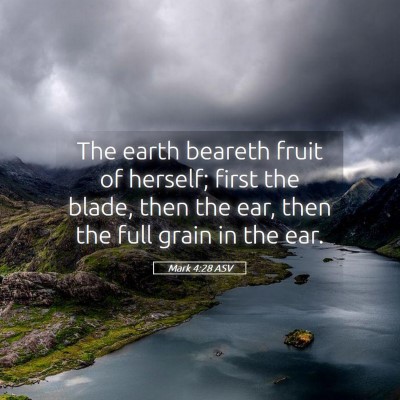 Picture 05 - Mark 4:28 ASV - The earth beareth fruit of herself; first the - Bible Verse Picture
