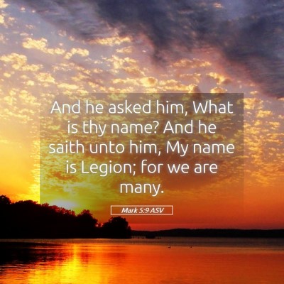Picture 05 - Mark 5:9 ASV - And he asked him, What is thy name? And he saith - Bible Verse Picture