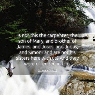 Picture 05 - Mark 6:3 ASV - Is not this the carpenter, the son of Mary, and - Bible Verse Picture
