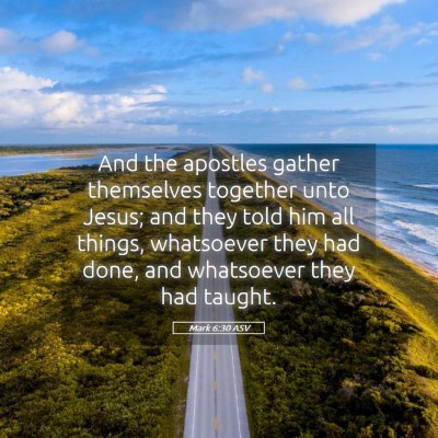 Picture 05 - Mark 6:30 ASV - And the apostles gather themselves together unto - Bible Verse Picture