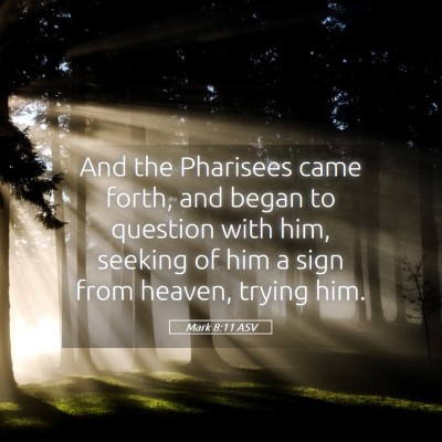 Picture 05 - Mark 8:11 ASV - And the Pharisees came forth, and began to - Bible Verse Picture