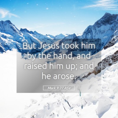 Picture 05 - Mark 9:27 ASV - But Jesus took him by the hand, and raised him - Bible Verse Picture