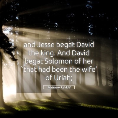 Picture 05 - Matthew 1:6 ASV - and Jesse begat David the king. And David begat - Bible Verse Picture