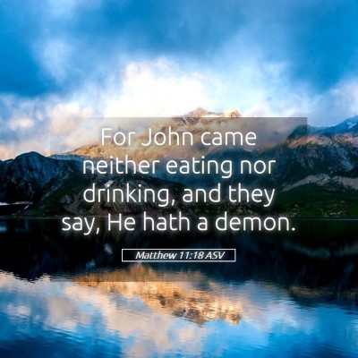 Picture 05 - Matthew 11:18 ASV - For John came neither eating nor drinking, and - Bible Verse Picture