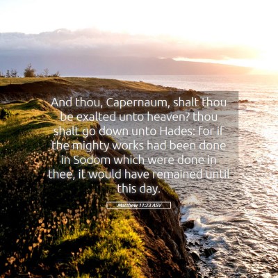 Picture 05 - Matthew 11:23 ASV - And thou, Capernaum, shalt thou be exalted unto - Bible Verse Picture