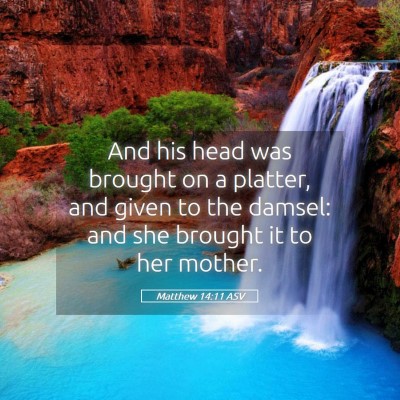 Picture 05 - Matthew 14:11 ASV - And his head was brought on a platter, and given - Bible Verse Picture