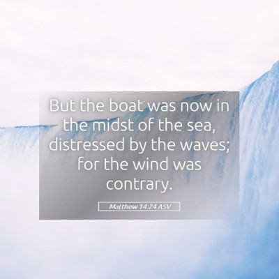 Picture 05 - Matthew 14:24 ASV - But the boat was now in the midst of the sea, - Bible Verse Picture