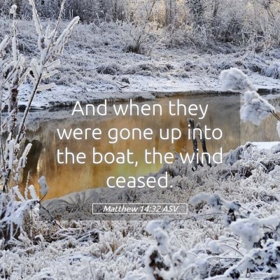 Picture 05 - Matthew 14:32 ASV - And when they were gone up into the boat, the - Bible Verse Picture