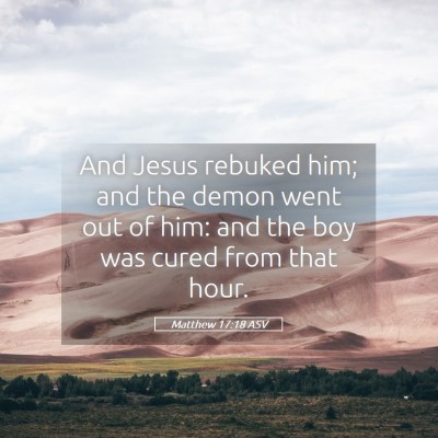 Picture 05 - Matthew 17:18 ASV - And Jesus rebuked him; and the demon went out of - Bible Verse Picture