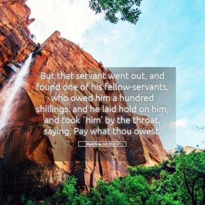 Picture 05 - Matthew 18:28 ASV - But that servant went out, and found one of his - Bible Verse Picture