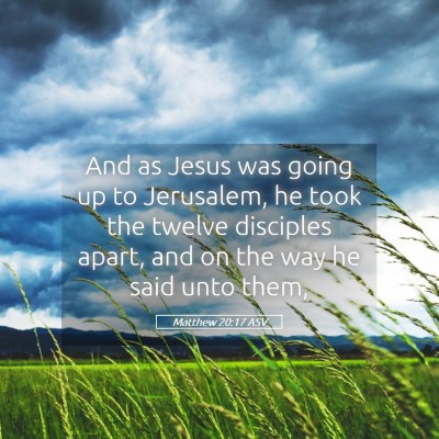 Picture 05 - Matthew 20:17 ASV - And as Jesus was going up to Jerusalem, he took - Bible Verse Picture