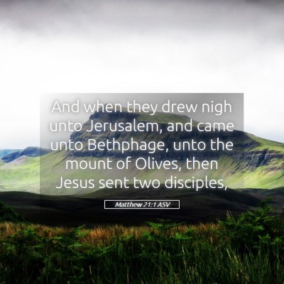 Picture 05 - Matthew 21:1 ASV - And when they drew nigh unto Jerusalem, and came - Bible Verse Picture