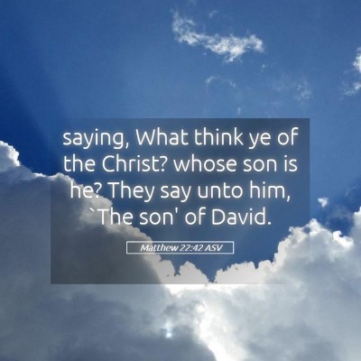 Picture 05 - Matthew 22:42 ASV - saying, What think ye of the Christ? whose son is - Bible Verse Picture