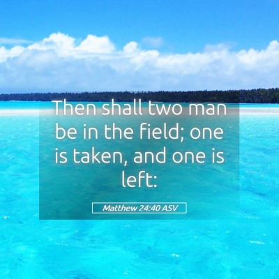 Picture 05 - Matthew 24:40 ASV - Then shall two man be in the field; one is taken, - Bible Verse Picture