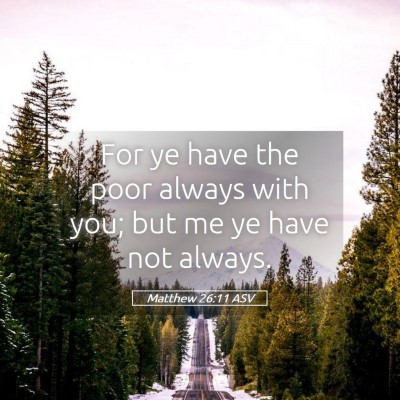 Picture 05 - Matthew 26:11 ASV - For ye have the poor always with you; but me ye - Bible Verse Picture