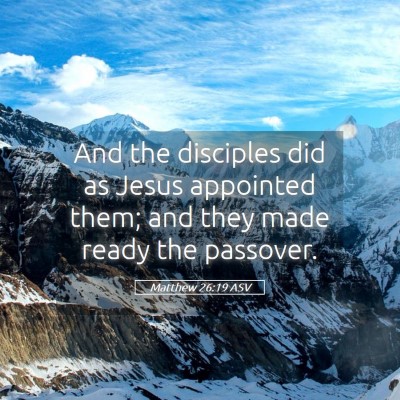 Picture 05 - Matthew 26:19 ASV - And the disciples did as Jesus appointed them; - Bible Verse Picture