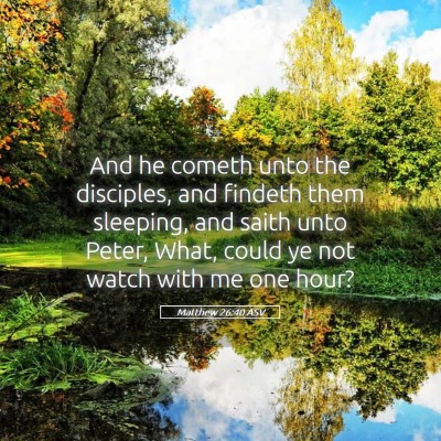Picture 05 - Matthew 26:40 ASV - And he cometh unto the disciples, and findeth - Bible Verse Picture
