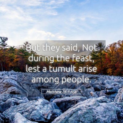 Picture 05 - Matthew 26:5 ASV - But they said, Not during the feast, lest a - Bible Verse Picture