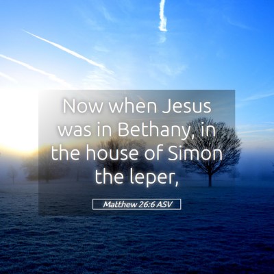 Picture 05 - Matthew 26:6 ASV - Now when Jesus was in Bethany, in the house of - Bible Verse Picture
