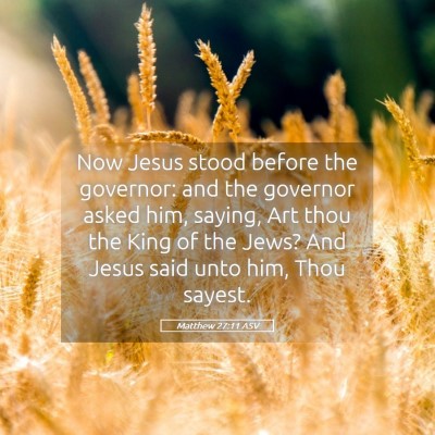 Picture 05 - Matthew 27:11 ASV - Now Jesus stood before the governor: and the - Bible Verse Picture