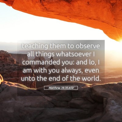Picture 05 - Matthew 28:20 ASV - teaching them to observe all things whatsoever I - Bible Verse Picture
