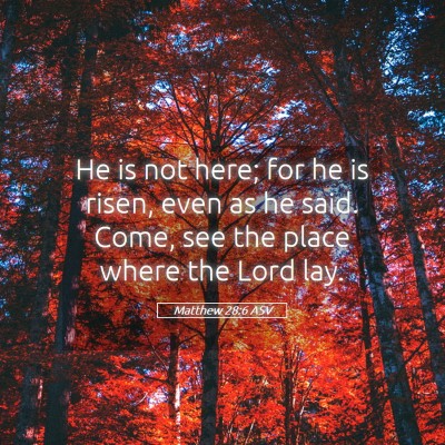 Picture 05 - Matthew 28:6 ASV - He is not here; for he is risen, even as he said. - Bible Verse Picture