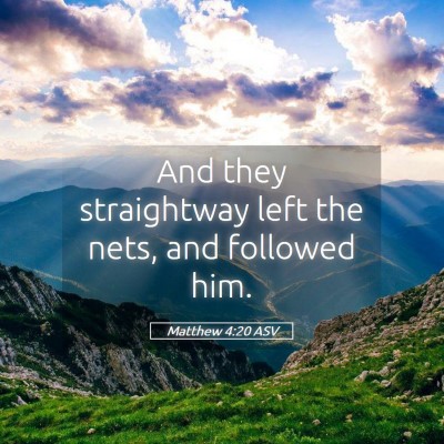 Picture 05 - Matthew 4:20 ASV - And they straightway left the nets, and followed - Bible Verse Picture