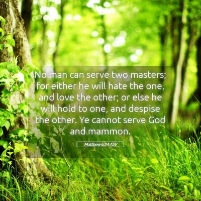Picture 05 - Matthew 6:24 ASV - No man can serve two masters; for either he will - Bible Verse Picture