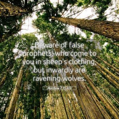 Picture 05 - Matthew 7:15 ASV - Beware of false prophets, who come to you in - Bible Verse Picture
