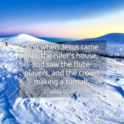 Picture 05 - Matthew 9:23 ASV - And when Jesus came into the ruler's house, and - Bible Verse Picture
