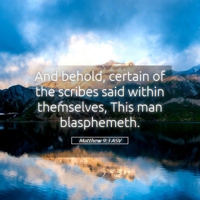 Picture 05 - Matthew 9:3 ASV - And behold, certain of the scribes said within - Bible Verse Picture