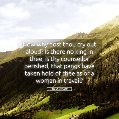 Picture 05 - Micah 4:9 ASV - Now why dost thou cry out aloud? Is there no king - Bible Verse Picture