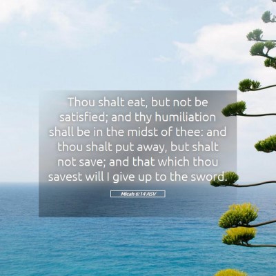 Picture 05 - Micah 6:14 ASV - Thou shalt eat, but not be satisfied; and thy - Bible Verse Picture