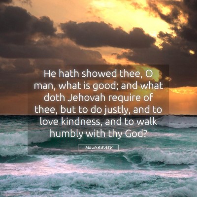 Picture 05 - Micah 6:8 ASV - He hath showed thee, O man, what is good; and - Bible Verse Picture