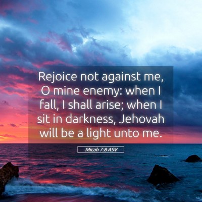 Picture 05 - Micah 7:8 ASV - Rejoice not against me, O mine enemy: when I - Bible Verse Picture