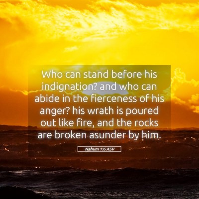 Picture 05 - Nahum 1:6 ASV - Who can stand before his indignation? and who can - Bible Verse Picture