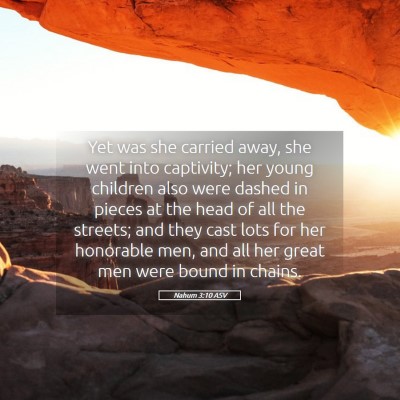 Picture 05 - Nahum 3:10 ASV - Yet was she carried away, she went into - Bible Verse Picture