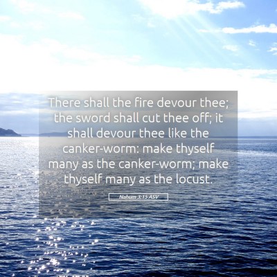 Picture 05 - Nahum 3:15 ASV - There shall the fire devour thee; the sword shall - Bible Verse Picture