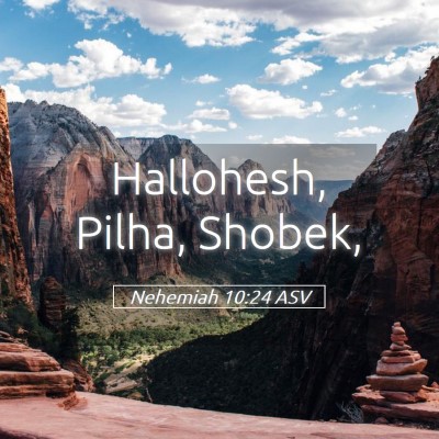 Picture 05 - Nehemiah 10:24 ASV - Hallohesh, Pilha, - Bible Verse Picture