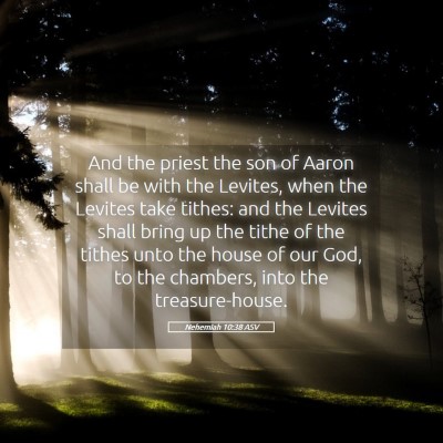 Picture 05 - Nehemiah 10:38 ASV - And the priest the son of Aaron shall be with the - Bible Verse Picture