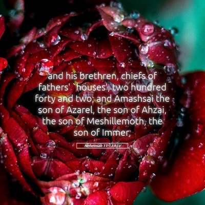 Picture 05 - Nehemiah 11:13 ASV - and his brethren, chiefs of fathers' `houses', - Bible Verse Picture