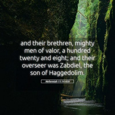 Picture 05 - Nehemiah 11:14 ASV - and their brethren, mighty men of valor, a - Bible Verse Picture