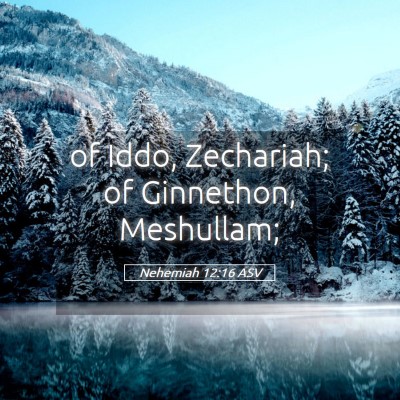 Picture 05 - Nehemiah 12:16 ASV - of Iddo, Zechariah; of Ginnethon, - Bible Verse Picture