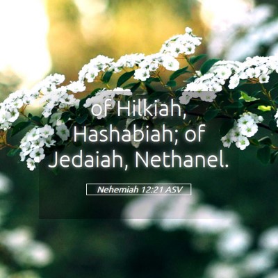 Picture 05 - Nehemiah 12:21 ASV - of Hilkiah, Hashabiah; of Jedaiah, - Bible Verse Picture