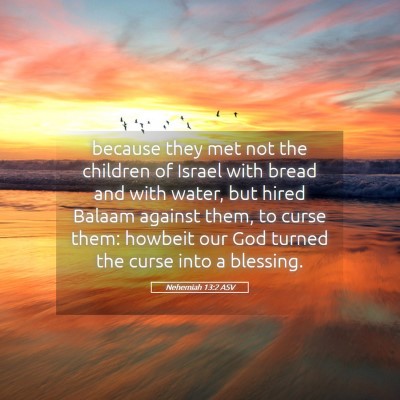 Picture 05 - Nehemiah 13:2 ASV - because they met not the children of Israel with - Bible Verse Picture