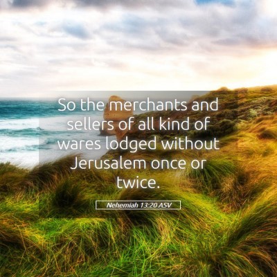 Picture 05 - Nehemiah 13:20 ASV - So the merchants and sellers of all kind of wares - Bible Verse Picture
