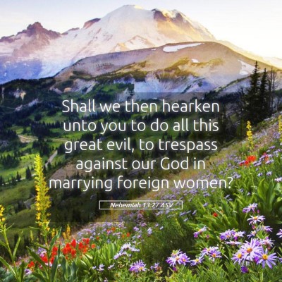 Picture 05 - Nehemiah 13:27 ASV - Shall we then hearken unto you to do all this - Bible Verse Picture