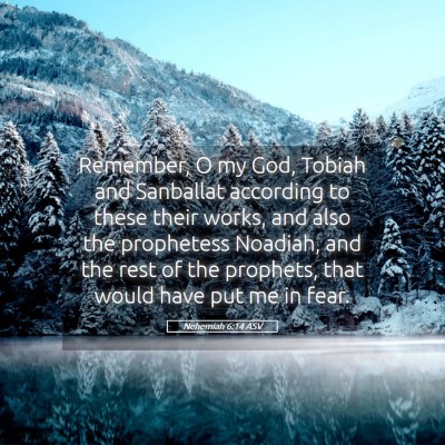 Picture 05 - Nehemiah 6:14 ASV - Remember, O my God, Tobiah and Sanballat - Bible Verse Picture