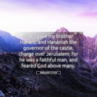 Picture 05 - Nehemiah 7:2 ASV - that I gave my brother Hanani, and Hananiah the - Bible Verse Picture