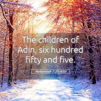 Picture 05 - Nehemiah 7:20 ASV - The children of Adin, six hundred fifty and - Bible Verse Picture